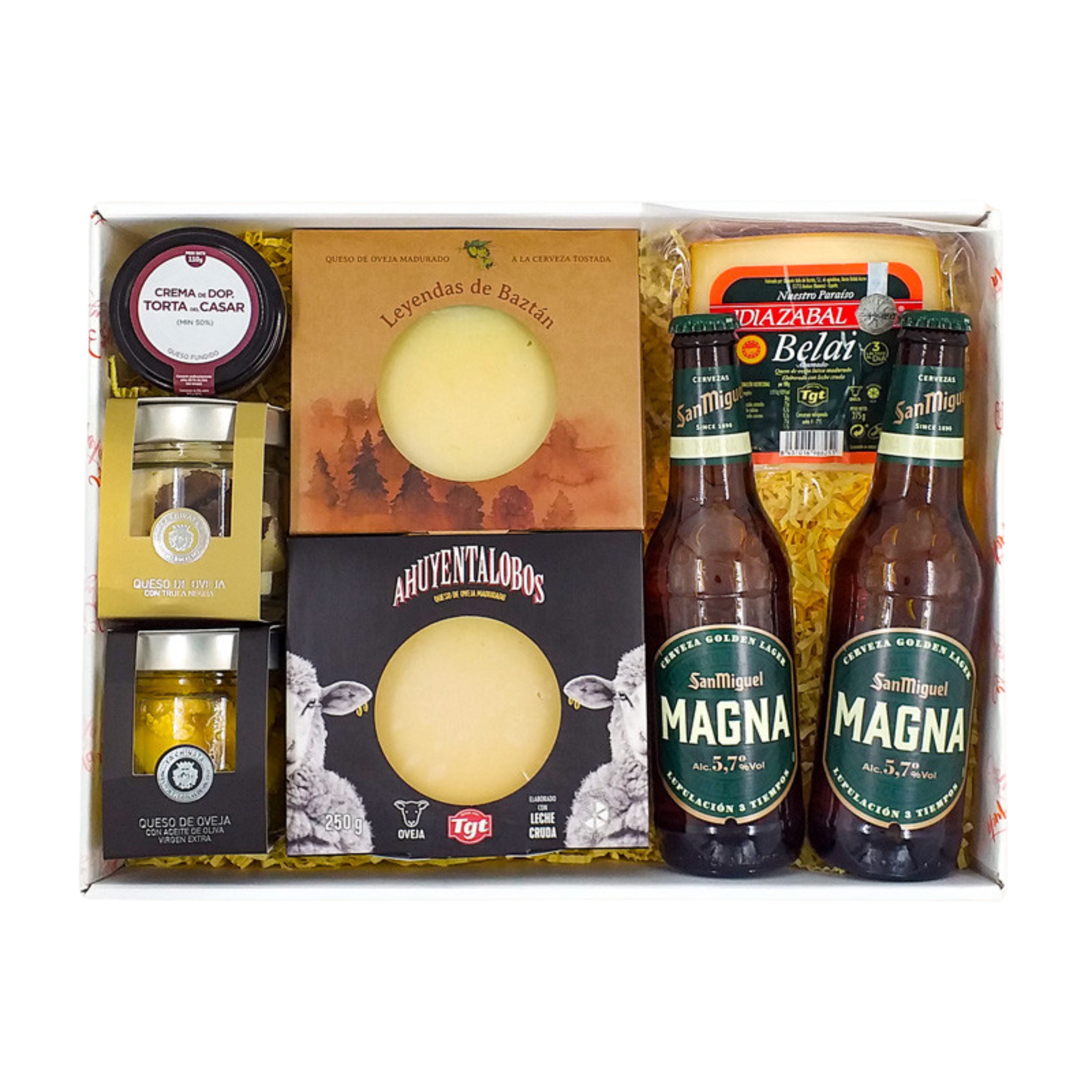 Imagen de Cesta de Quesos Españoles con dos cervezas Magna de San Miguel image number null